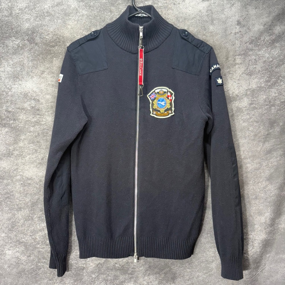Red Canoe Canada Upper Great Lakes Fleet Full Zip Sweater Jacket Men's M Navy